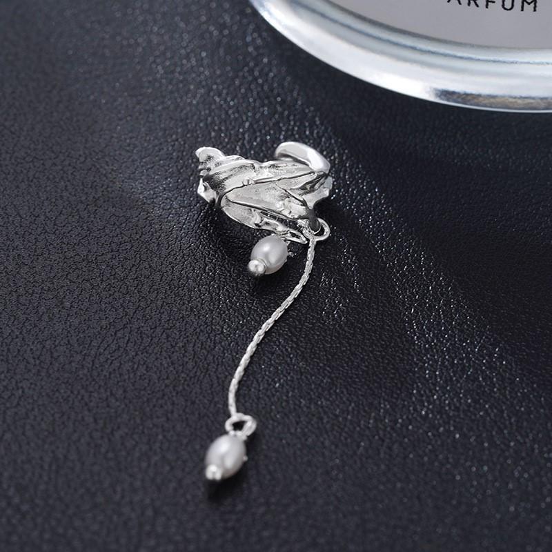 ANENJERY Silvery Geometry Pearl Tassels Earrings for Women No Ear Hole Personality Niche Design Jewelry Gifts Wholesale