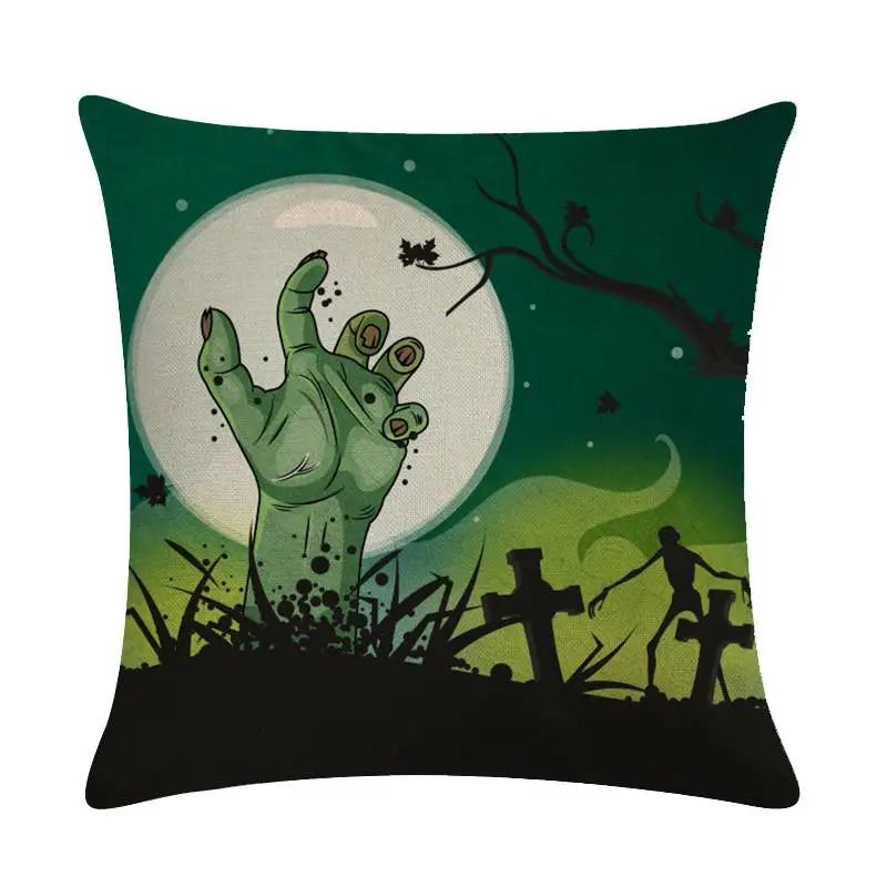 Happy Halloween Decorative Pillowcase Pumpkin Cat Witch Printed Pillowcase Suitable for Home Living Room Sofa Room Decoration