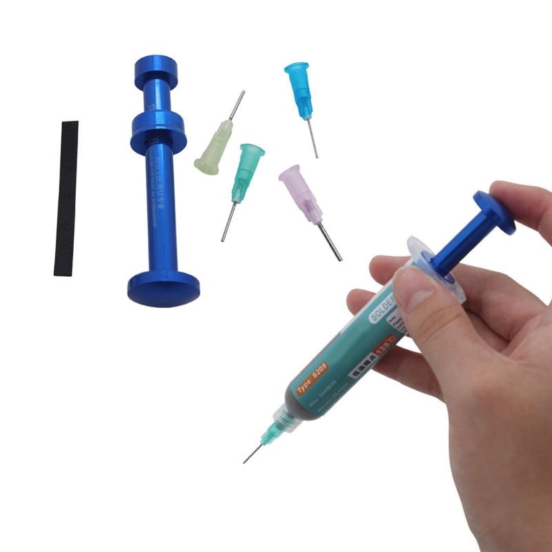 Paste saldanti Flux Mate Booster Plunger Dispenser Tool Lega di alluminio Siringhe manuali Paste saldanti Strumenti di propulsione