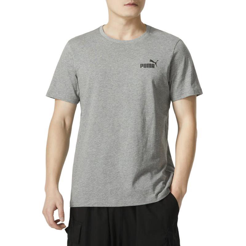 Puma Logo Print American Retro Outdoor Casual Loose Sports Round Neck Short Sleeve T-Shirt SS24 Men Tops Gray 845925-03