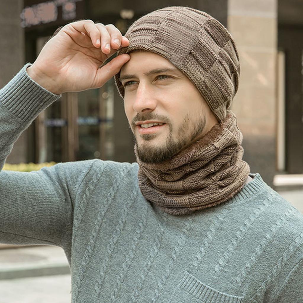 Winter Beanie Hat Circle Scarf Set 