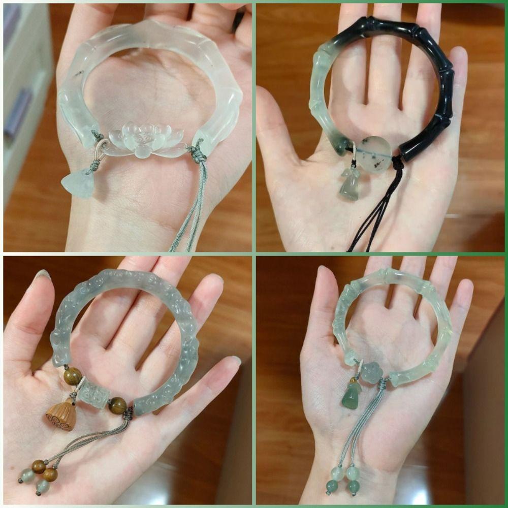 

Trendy White Moonlight Bracelet 58mm Chinese Ancient Bracelet Creative Lotus Bracelet Girls 05