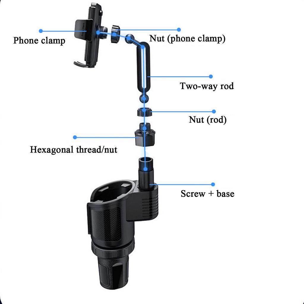 Cup Phone Holder For Car 2 In 1 Bottle Expander With Phone Stand 360 Degree Rotation Non-Slip Car Water Bottle Holder For