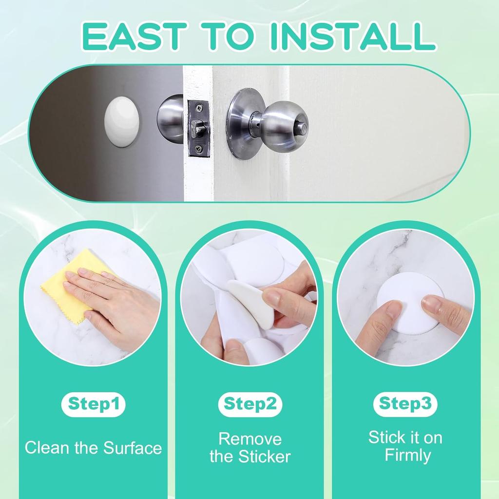 Door Stopper Wall Protector, 12PCS Door Knob Stoppers Walls Protector with Strong Back Adhesive 2 Inch White Round Protect Wall Surfaces for Shock