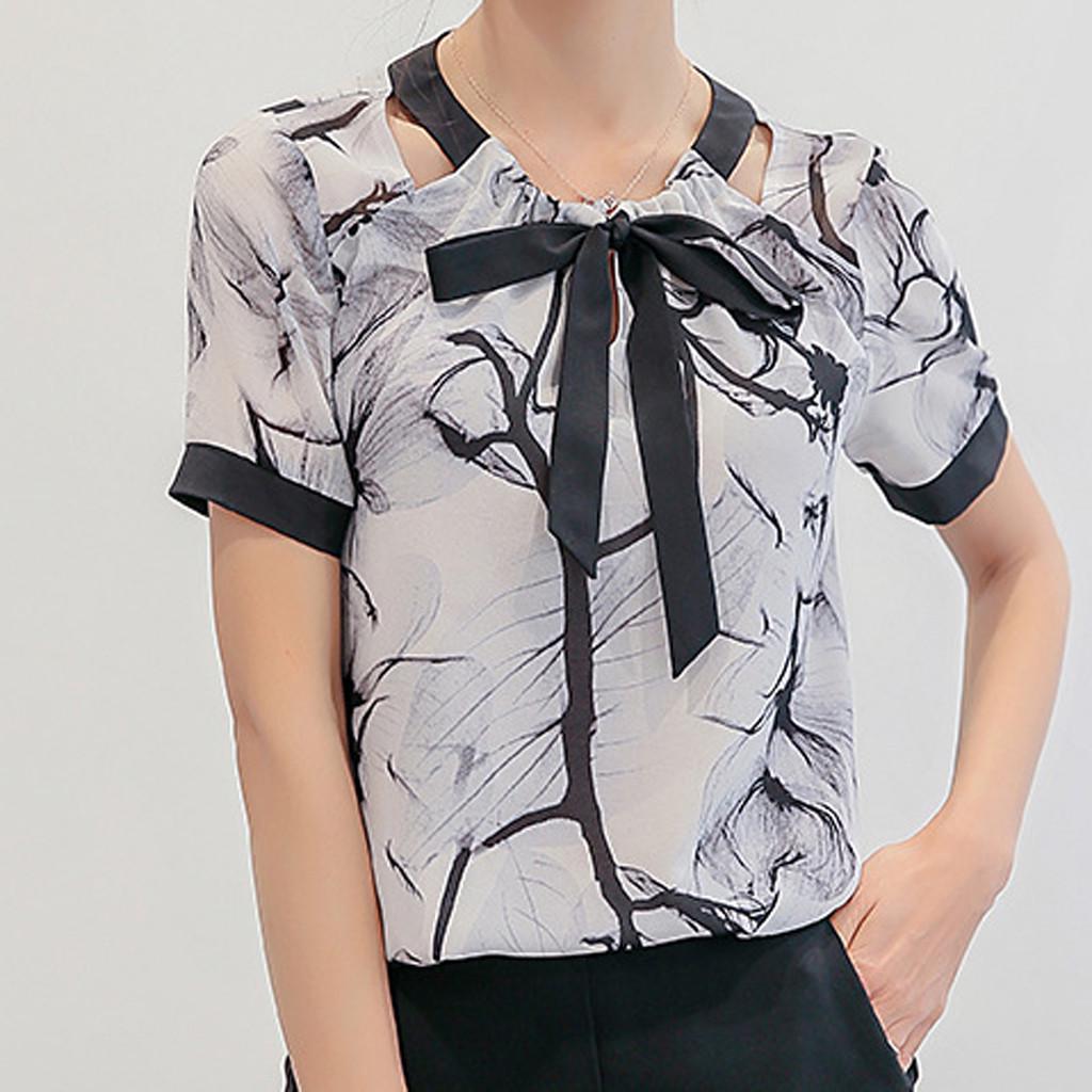 

Женская летняя модная повседневная шифоновая рубашка с короткими рукавами