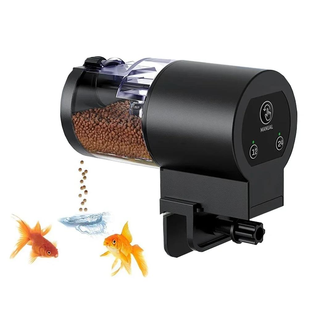 Automatic Fish Feeder 100ML Battery Operated Programmable Timer for Aquarium Fish Tank Easy Setup Vacation Use