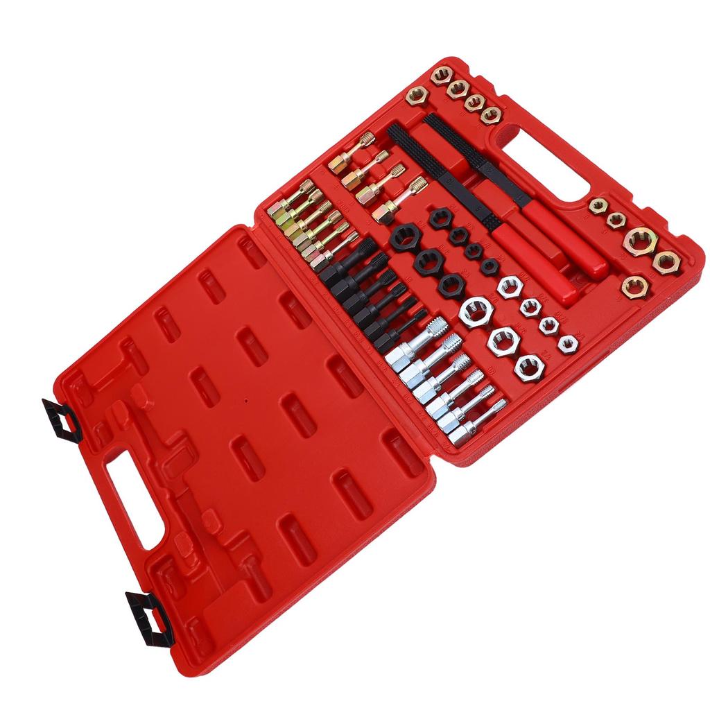 48 Piece Thread Chaser Set Metric and SAE Sizes 22 Taps 24 Dies 2 Thread Files Universal Rethreading Tool Kit