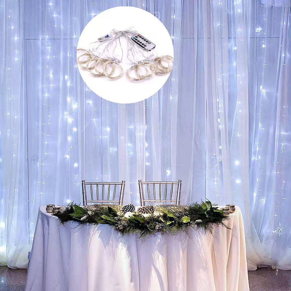 Remote-Control USB LED Curtain Lights - Copper Wire, Ideal for Live Broadcasts, Decorative Backdrops, Living Room Ambiance & Waterfall Effects.