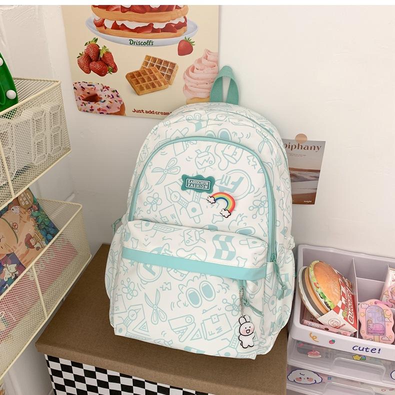 

Рюкзак в стиле женский, милый, для средней школы, для младших школьников, большой вместительный трендовый рюкзак для студентов, простая свежая школьная сумка 30x18x44cm