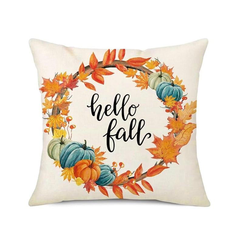 Autumn Maple Leaf & Old Truck With Pumpkins Decorative Pillow Case Cotton Linen Cushion Cover Car Home Decor Almofadas