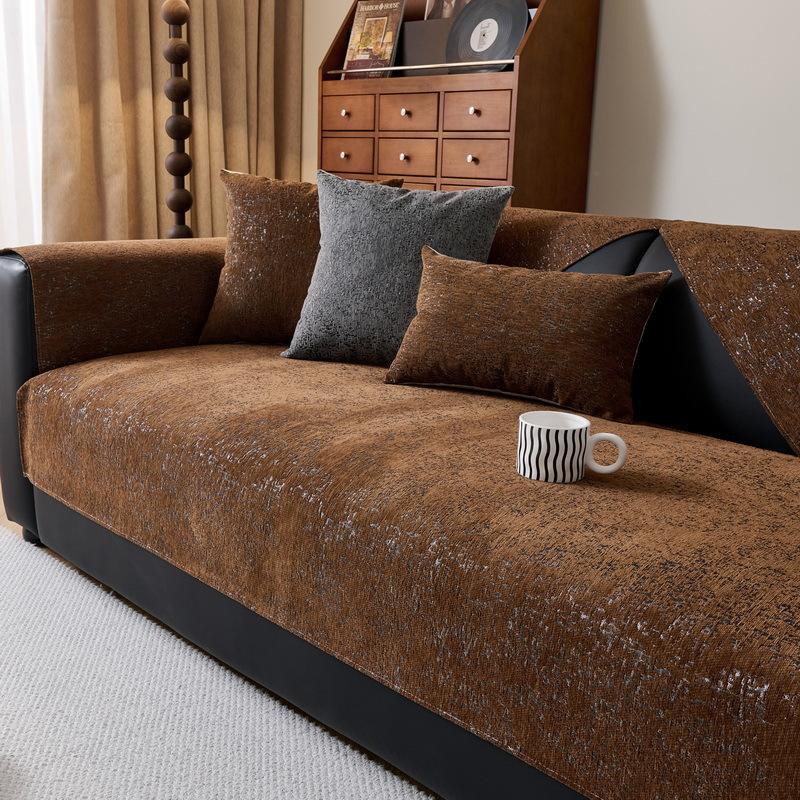 Modern Simple Sofa Cushion Universal In All Seasons  New Sofa Cover Cloth Towel Straight Row Non-Slip Leather Sofa Seat Cushion