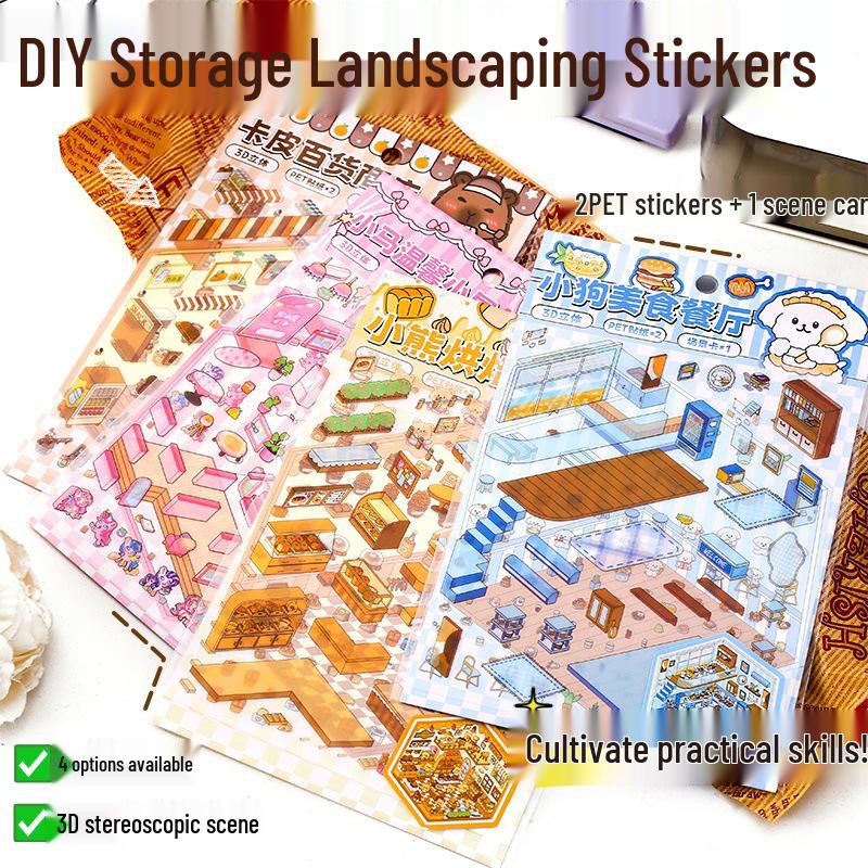 No-Cut Educational DIY Storage Scenery Stickers for Journals