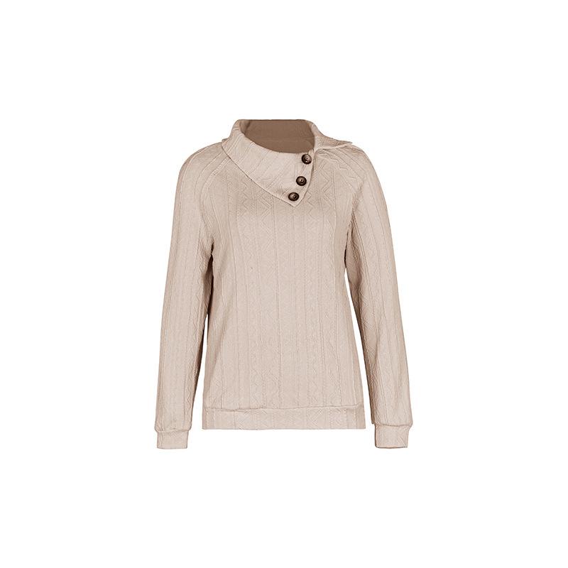 2025 Autumn Women's Solid Color Irregular Lapel Hoodie - European & American Style