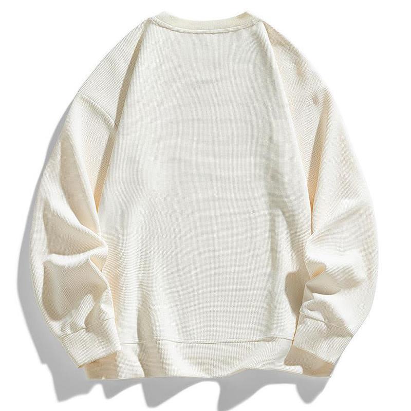 Spring and Autumn Japanese Plus Size Men's Round Neck Jacquard Hoodie Men's Fashion Casual Men's Pullover Hoodie Top