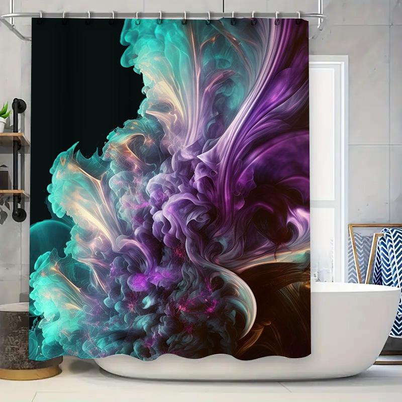 Vibrant Abstract Shower Curtain Waterproof Bath Decor With Dynamic Color Swirls For Home Bathroom W60H190(CM)-1 Pcs