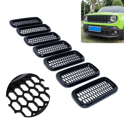 7pcs Front Mesh Grill Grille Insert Cover Trim For Jeep Renegade 2015-2018