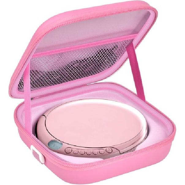 

Portable CD Player Case, Travel Carrying Holder Storage for Walkman Discman Pink