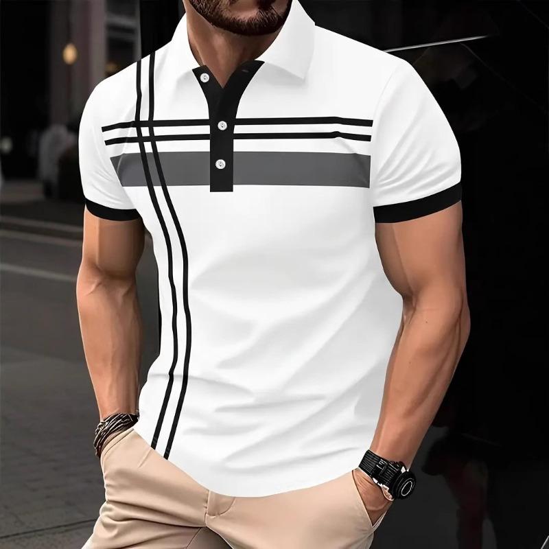 Summer men's short sleeved casual collar shirt top