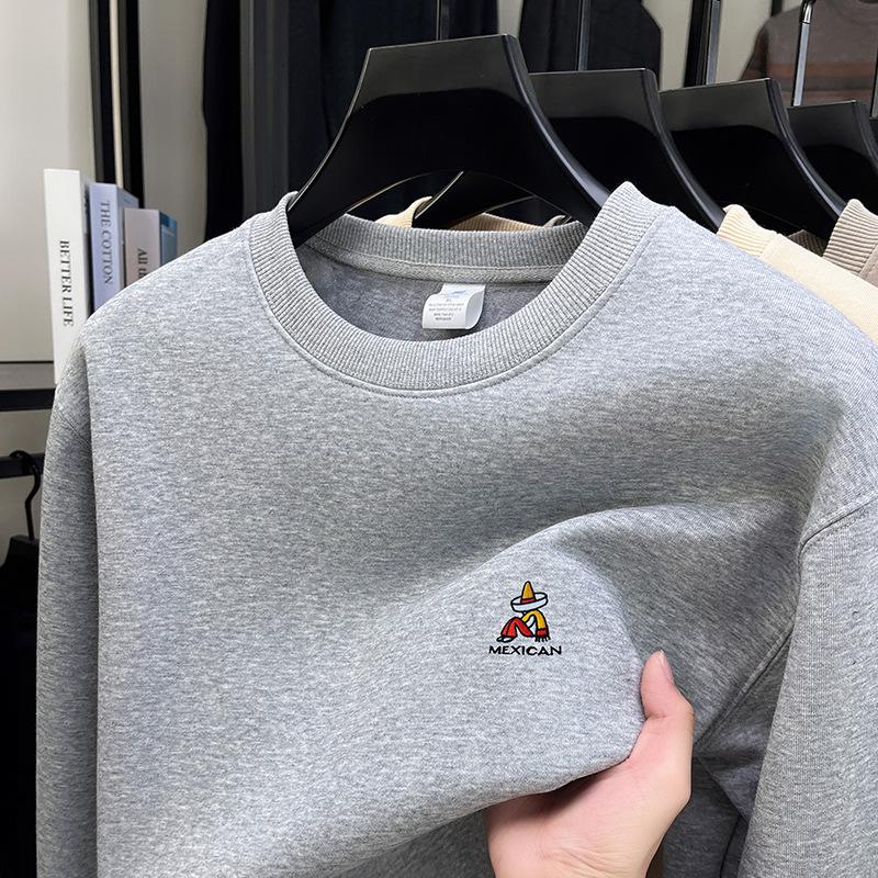 Herren-Sweatshirt mit Rundhalsausschnitt und Fleece-Futter – Warm, Locker und Vielseitig für Frühling, Herbst und Winter.
