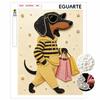 Sparkling Framed Pearl Painting Kit DIY with Trendy Dog Shopping Fashion 3D Bead Art Canvas Ready To Display Home Wall Decor Gift