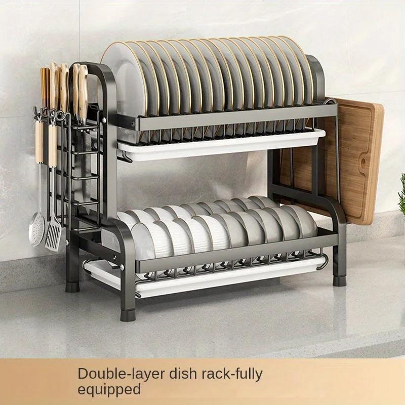 Kitchen Storage Rack for Knives, Bowls, Rack, Multi-functional Stainless Steel Bowl Rack and Knife and Chopsticks Holder