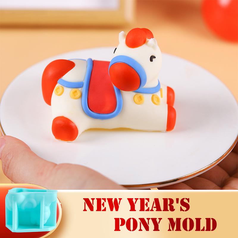 Cute Cartoon Horse Shape Silicone Cake Chocolate Mousse Mold Stereoscopic Chinese New Year DIY Decor Food Grade Dessert Tool