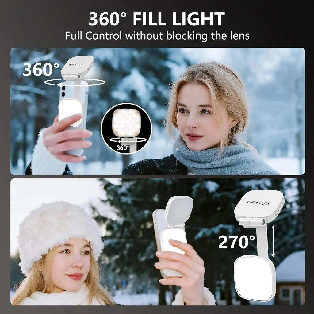 Magnetisches Selfie-Licht für MagSafe iPhone 360° LED-Ringleuchte mit Spiegel Ideal für Selfies, Vlogs und Videoanrufe