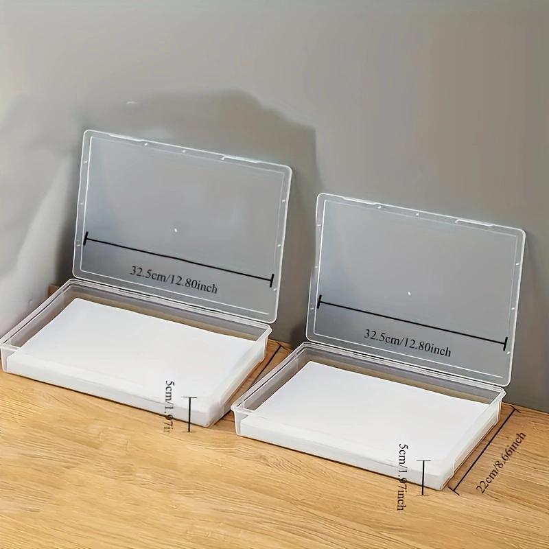 A4 Size Clear Plastic Storage Box With Flip Top Lid - Abs Material, Dustproof Desktop Organizer For Workspace Supplies
