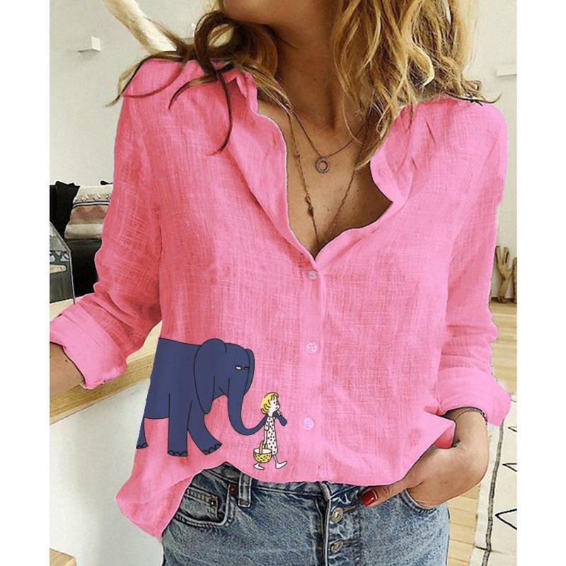 Spring and Autumn Ya Ma Xun, Women's Casual Loose Long Sleeve Linen Shirt Large Size Women's Clothing
