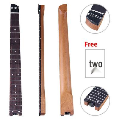 Mástil de Guitarra Eléctrica Sin Clavijero de 24 Trastes con Diapasón de Arce Tostado Palosanto y Placa Giratoria de Bloqueo para Afinaciones Bajas