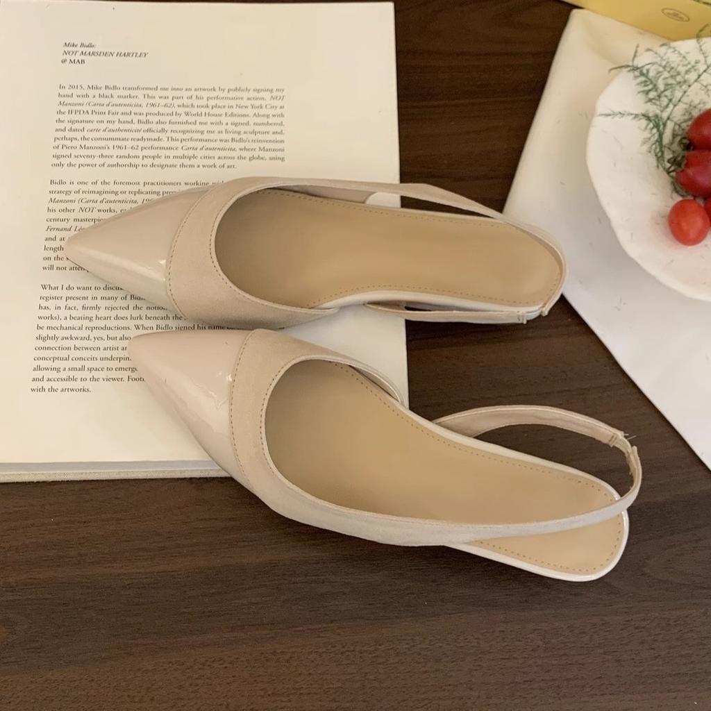 French temperament evening pointed head empty slope heel women's new shoes with skirt fairy flat bottom bag head sandals women's summer