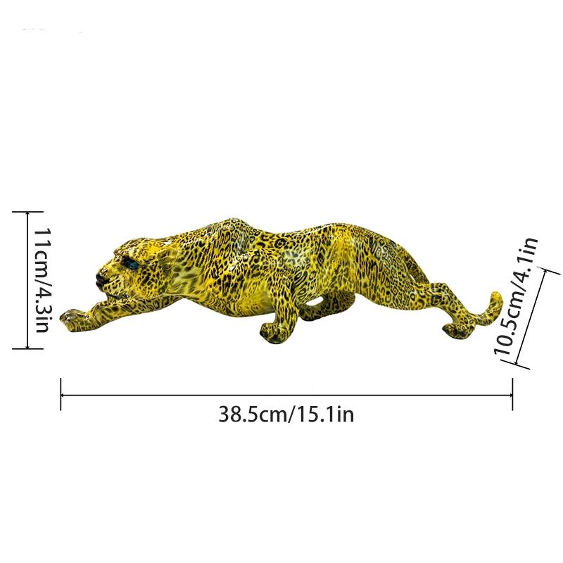Cheetah Statue Home Decor Leopard Sculpture Resin Sitting Panther Figurine Desktop Table Top Ornament Home Office Decoration