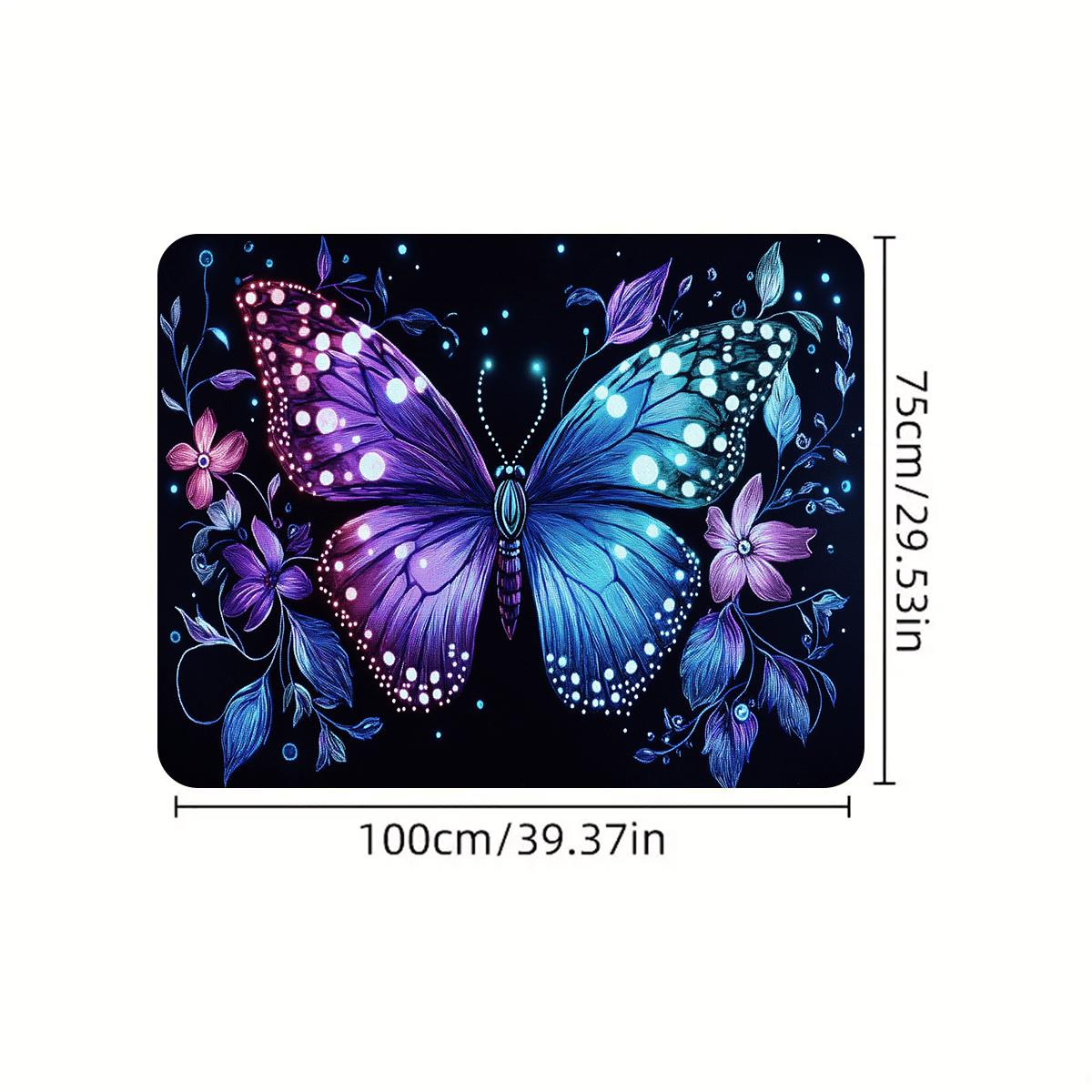 1pc Universal Vibrant blue butterfly Car Trunt Mat Anti-Slip Foot Pad Car Interior Available,Colorful Petal Design Cargo Liner