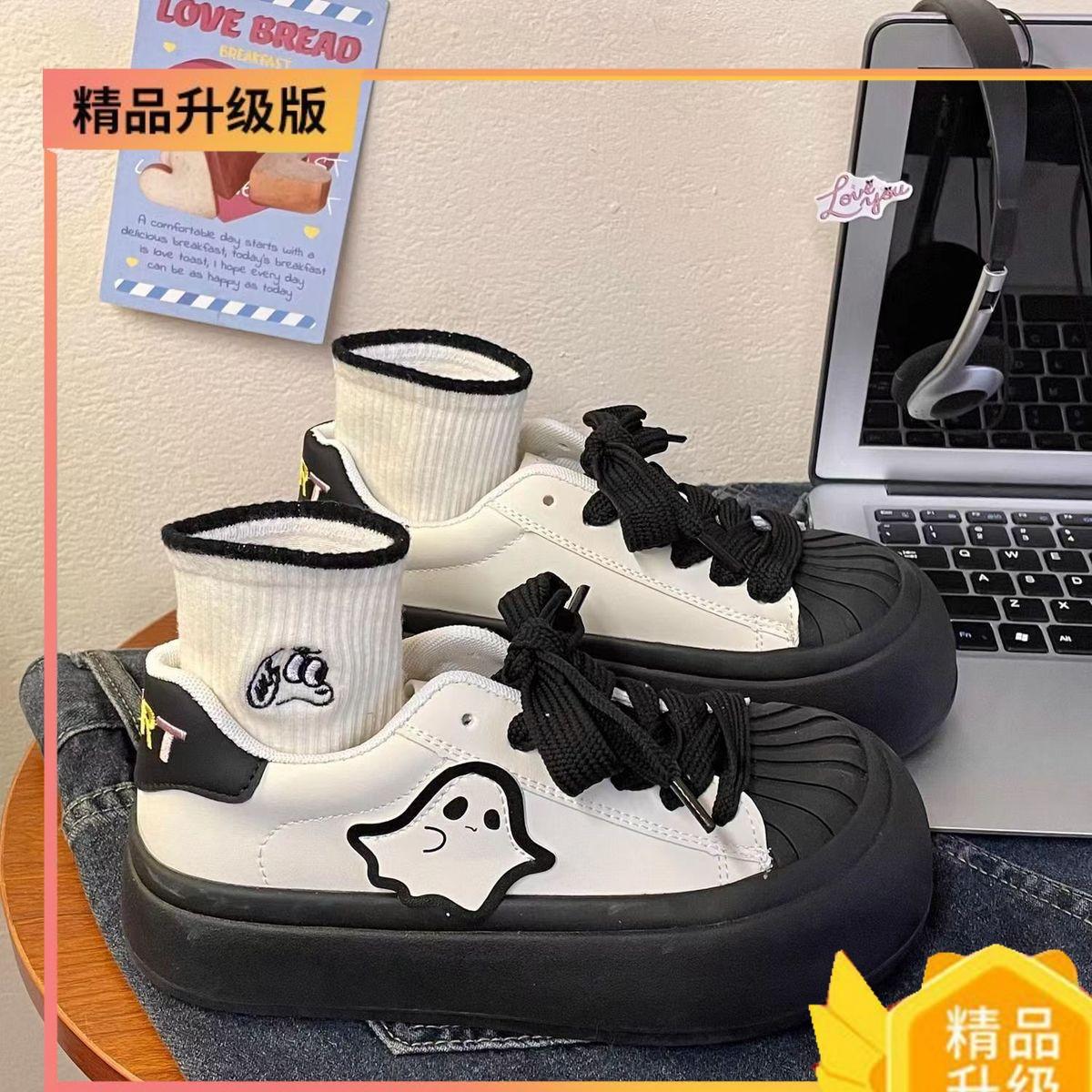 

Maillard 2025 лето и осень новые повседневные туфли для скейтбординга уродливые милые модные универсальные повседневные маленькие белые туфли с большой головой 40 белый