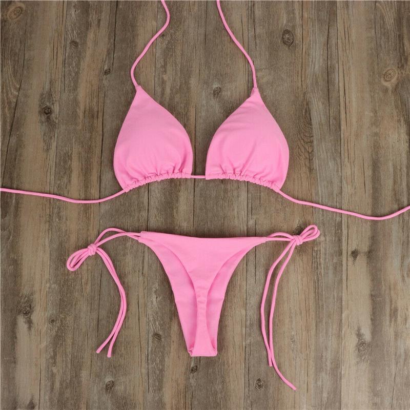 Halter Tie Multicolor Bikini Set - Women's Two-Piece Swimsuit