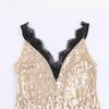 European American Women's Fashion Sequin Lace Dress
