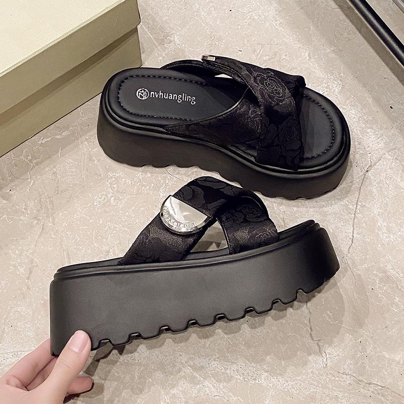Fashion 7.5CM Casual Wedge Slippers Women New Summer Non Slip Platform Sandals Woman Open Toe Comfortable Female Chunky Beach Slippers