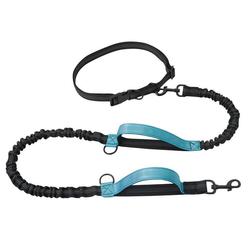 Double Stretch Running Leash Pet Leash Portable Running Reflective Double Stretch Dog Leash