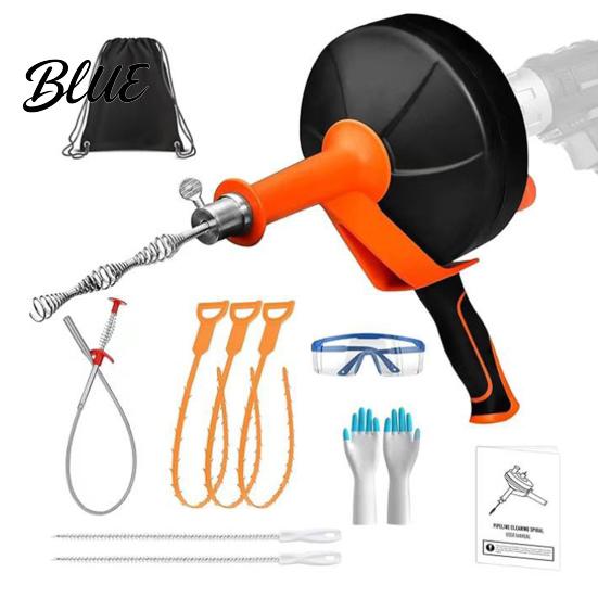Bathroom Drain Unclogger 1 Set Pipe Kit Electric Drill Operation Kitchen Manual Shower Floor Drains Cleaner Includes Gloves Goggles Storage