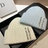 Paris Heavy Industry Light Luxury Rhinestone Knitted Hat Women'S Winter Outdoor Warm Rabbit Hair Wool Hat Wide Stripe Shows Small Face