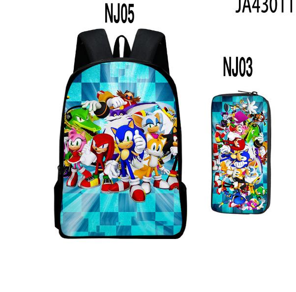 Straight Hair Animation Digital Printing Children'S Two-Piece Set Backpack Pencil Bag Primary And Secondary School Schoolbag