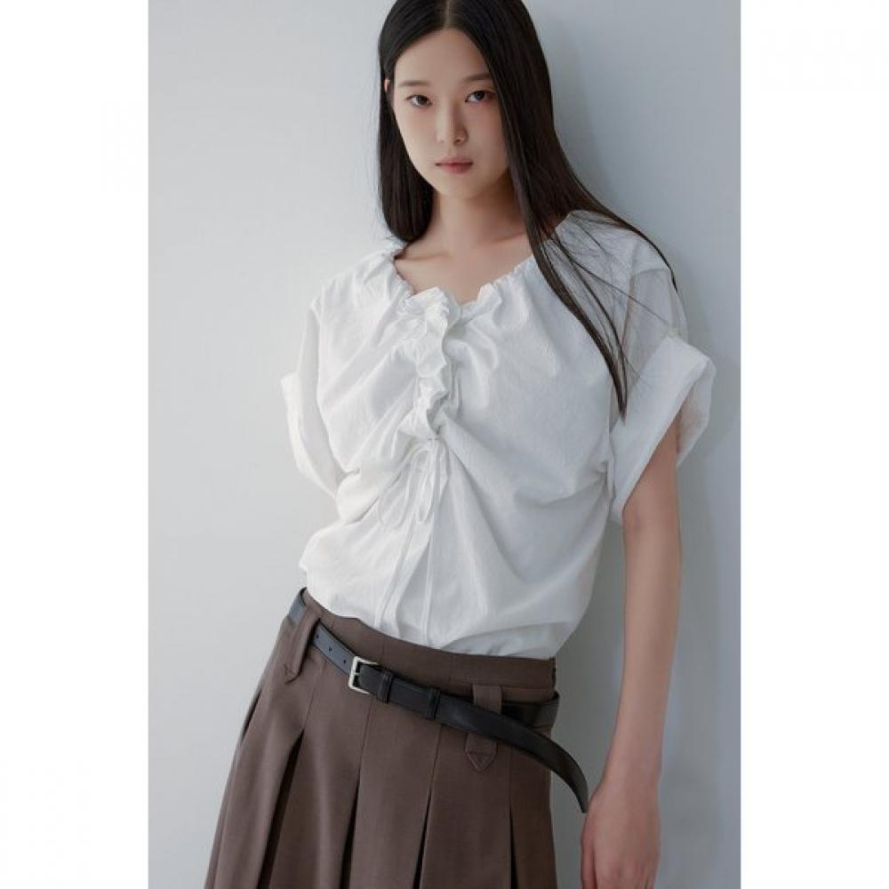 Vov Drawstring Frill Blouse 7115360702 white/S