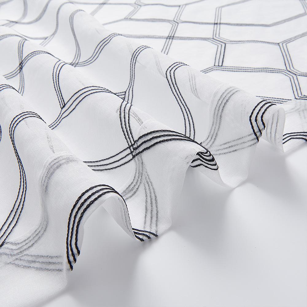 Geometrická výšivka Pastorální Korejské závěsy Polozatemňovací clona Hotová Obývací pokoj Ložnice Okenní clona