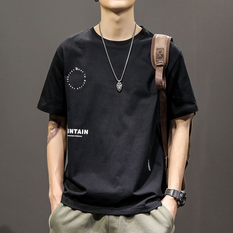 

Винтажные футболки с принтом букв, повседневная мужская одежда, американские футболки с коротким рукавом, летние, с круглым вырезом, базовые, молодежные, полные жизненной энергии, пуловеры S чёрный