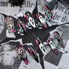 Press On Nails Women Ins Style Halloween Ghost Face Green Vine Red Leaf Dark Horror Design Acrylic False
