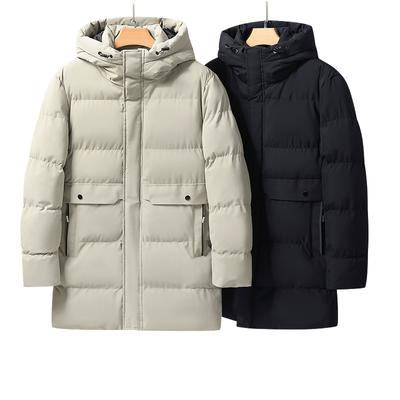 Herren Langarm Winterjacke, Lässiger einfarbiger Parka mit Kapuze und Reißverschluss, Dicke warme isolierte Jacke für Outdoor-Aktivitäten