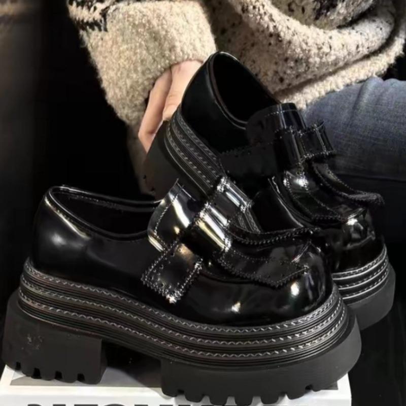 

Модные весенние лоферы на устойчивом каблуке для женщин, новые, с круглым носком, глубоким вырезом, водонепроницаемой платформой, противоскользящей, износостойкой подошвой, на высоком каблуке 40