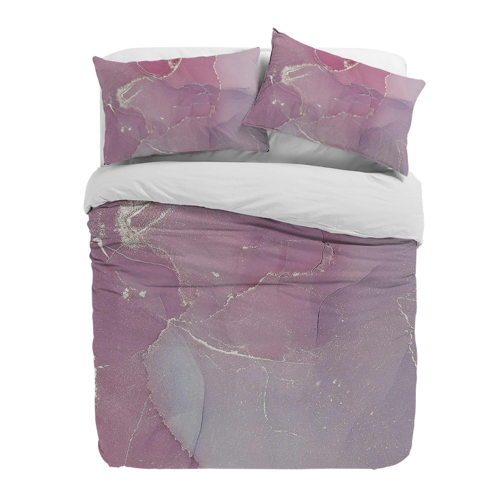 Marble Texture Pink Duvet Cover With Pillow Case Custom 3pcs Bedding Set Quilt Cover Double Bed Home Textile (135x200cm)