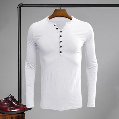 Herren T-Shirt mit V-Ausschnitt, langärmelig, Freizeit-Sport-Oberteil, lässig, schmal geschnitten, Muskelshirt für den Alltag im Frühling und Herbst