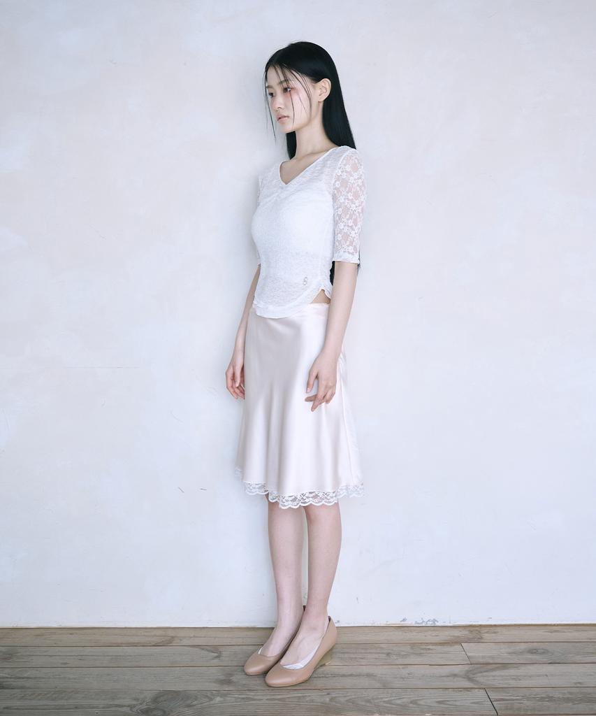 Leijeumiya Sana Lace Shirring Top [White]